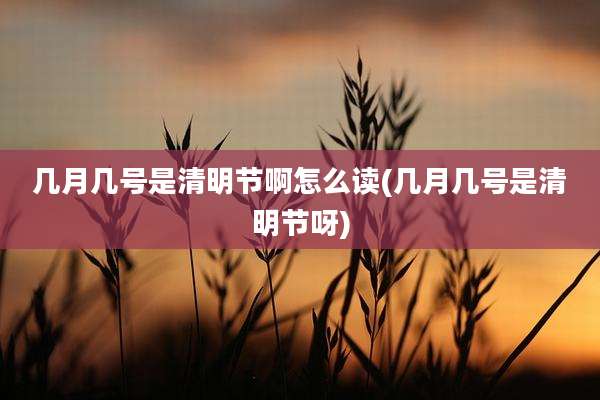 几月几号是清明节啊怎么读(几月几号是清明节呀)