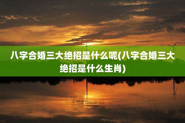 八字合婚三大绝招是什么呢(八字合婚三大绝招是什么生肖)