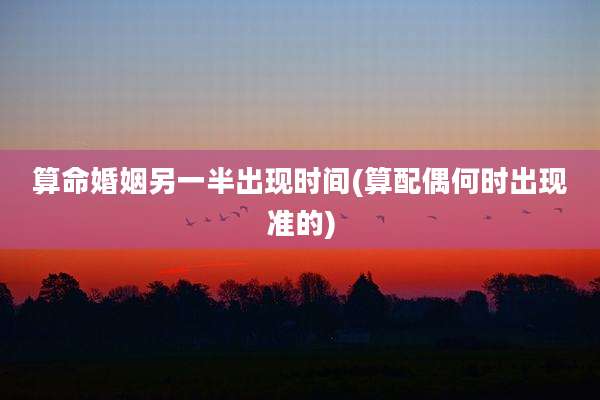 算命婚姻另一半出现时间(算配偶何时出现准的)