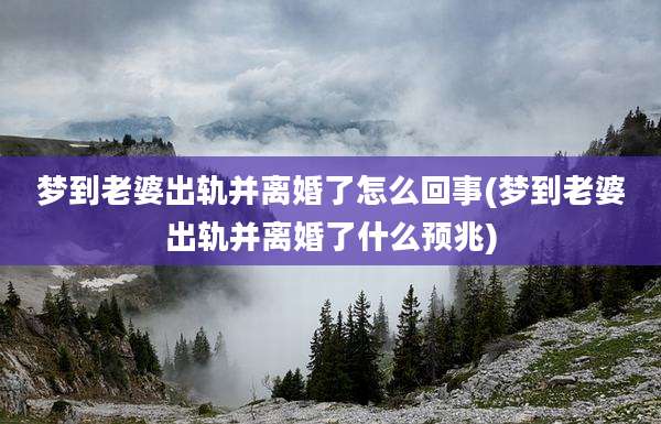 梦到老婆出轨并离婚了怎么回事(梦到老婆出轨并离婚了什么预兆)