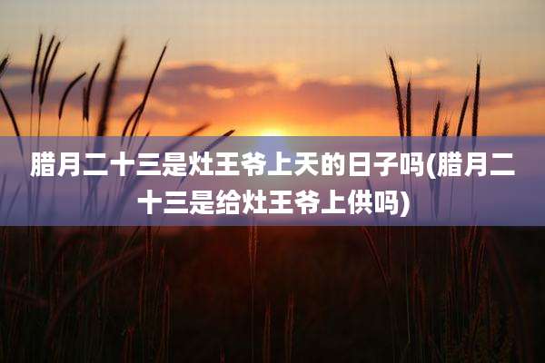 腊月二十三是灶王爷上天的日子吗(腊月二十三是给灶王爷上供吗)