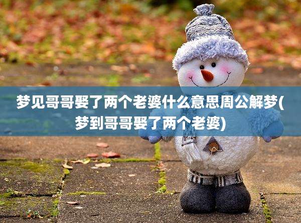 梦见哥哥娶了两个老婆什么意思周公解梦(梦到哥哥娶了两个老婆)