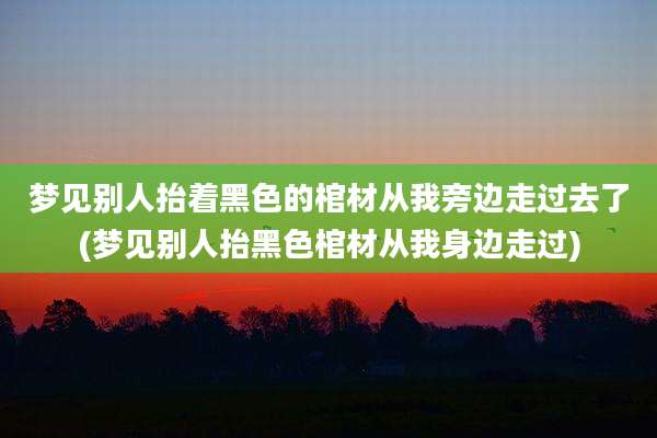 梦见别人抬着黑色的棺材从我旁边走过去了(梦见别人抬黑色棺材从我身边走过)