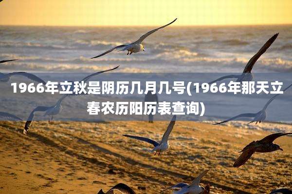 1966年立秋是阴历几月几号(1966年那天立春农历阳历表查询)