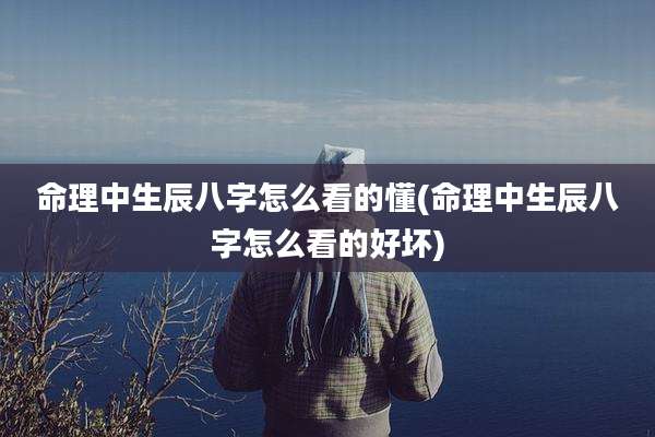命理中生辰八字怎么看的懂(命理中生辰八字怎么看的好坏)