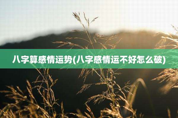八字算感情运势(八字感情运不好怎么破)