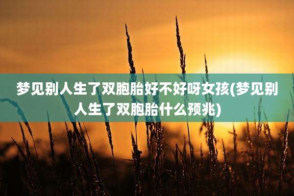 梦见别人生了双胞胎好不好呀女孩(梦见别人生了双胞胎什么预兆)