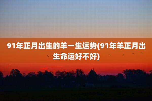 91年正月出生的羊一生运势(91年羊正月出生命运好不好)