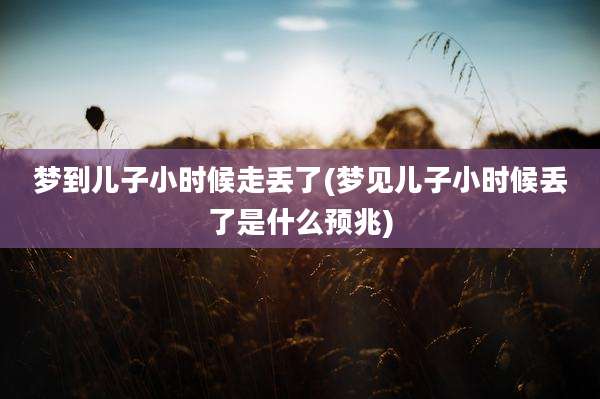梦到儿子小时候走丢了(梦见儿子小时候丢了是什么预兆)