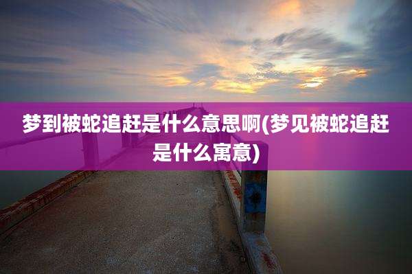 梦到被蛇追赶是什么意思啊(梦见被蛇追赶是什么寓意)