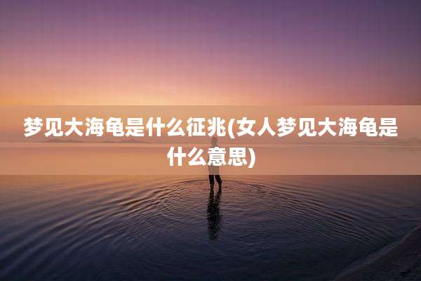 梦见大海龟是什么征兆(女人梦见大海龟是什么意思)