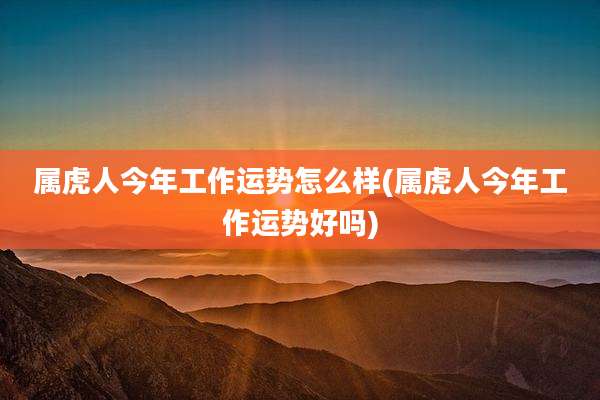 属虎人今年工作运势怎么样(属虎人今年工作运势好吗)