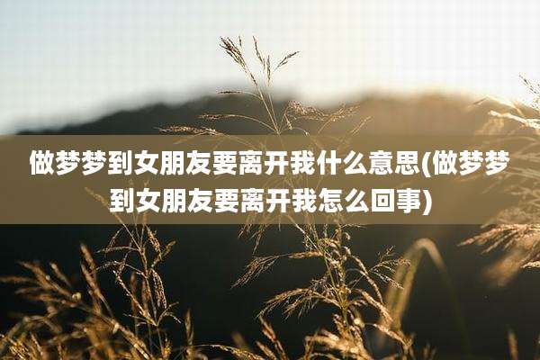 做梦梦到女朋友要离开我什么意思(做梦梦到女朋友要离开我怎么回事)
