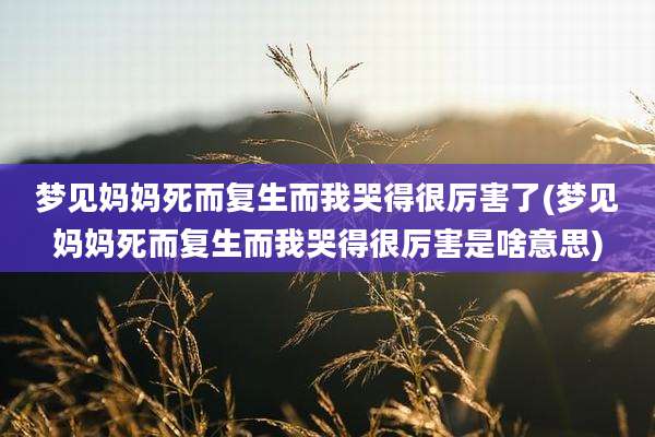 梦见妈妈死而复生而我哭得很厉害了(梦见妈妈死而复生而我哭得很厉害是啥意思)