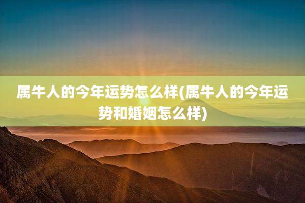 属牛人的今年运势怎么样(属牛人的今年运势和婚姻怎么样)