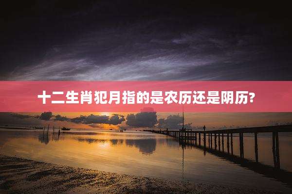 十二生肖犯月指的是农历还是阴历?