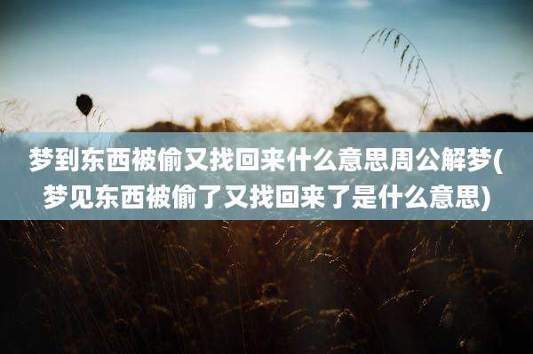 梦到东西被偷又找回来什么意思周公解梦(梦见东西被偷了又找回来了是什么意思)