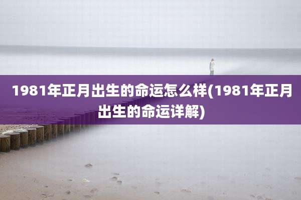 1981年正月出生的命运怎么样(1981年正月出生的命运详解)