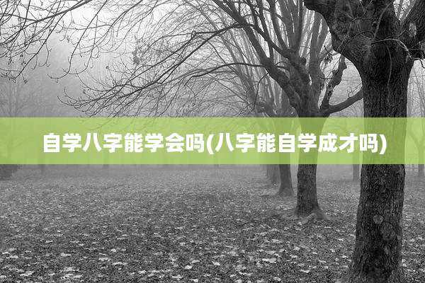 自学八字能学会吗(八字能自学成才吗)