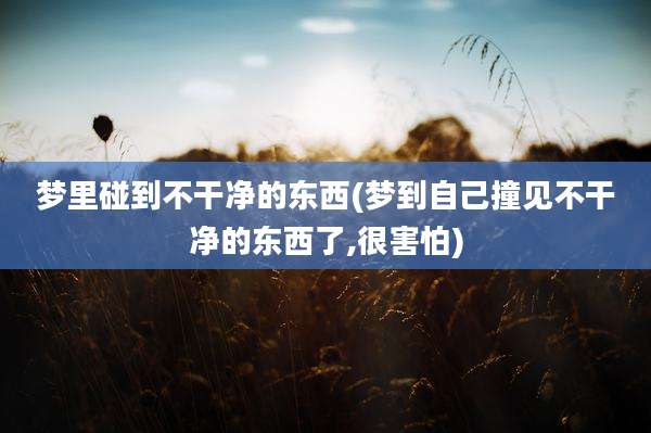 梦里碰到不干净的东西(梦到自己撞见不干净的东西了,很害怕)