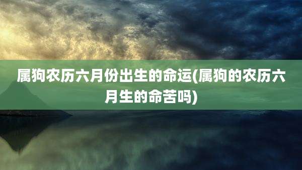 属狗农历六月份出生的命运(属狗的农历六月生的命苦吗)