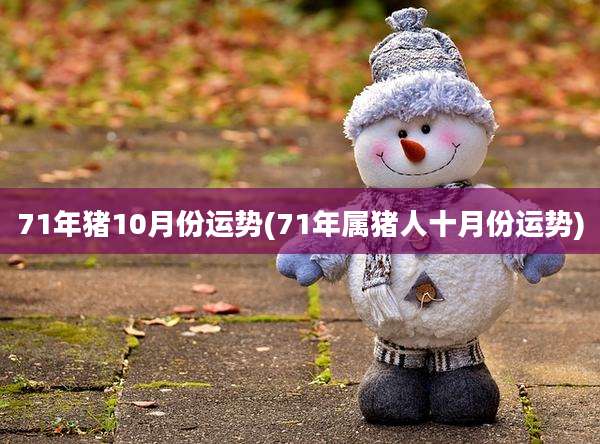 71年猪10月份运势(71年属猪人十月份运势)