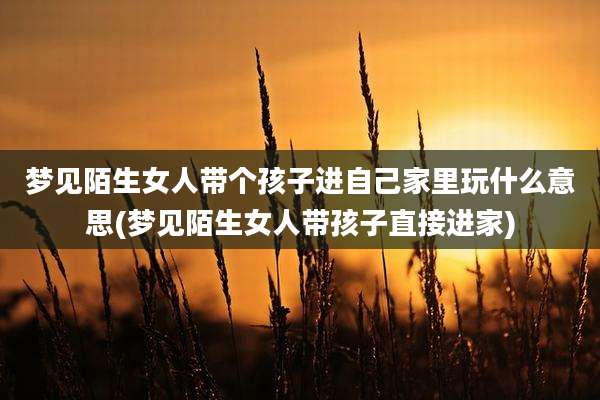 梦见陌生女人带个孩子进自己家里玩什么意思(梦见陌生女人带孩子直接进家)