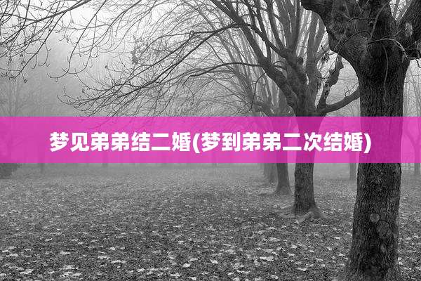 梦见弟弟结二婚(梦到弟弟二次结婚)