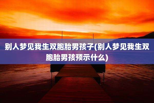 别人梦见我生双胞胎男孩子(别人梦见我生双胞胎男孩预示什么)