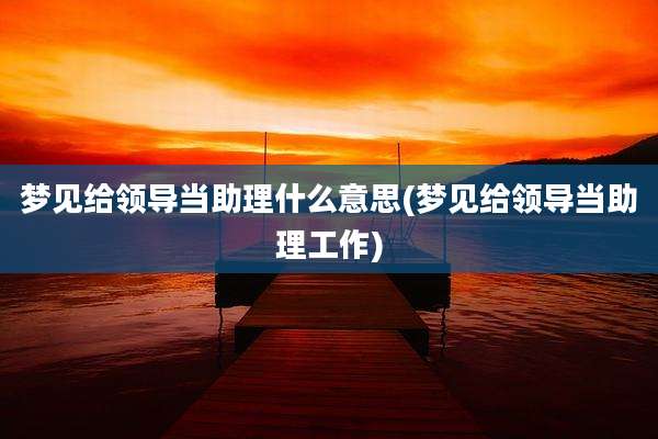 梦见给领导当助理什么意思(梦见给领导当助理工作)