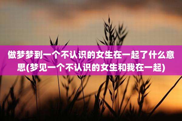 做梦梦到一个不认识的女生在一起了什么意思(梦见一个不认识的女生和我在一起)
