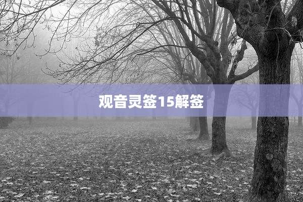 观音灵签15解签