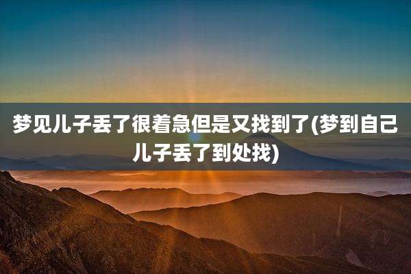 梦见儿子丢了很着急但是又找到了(梦到自己儿子丢了到处找)