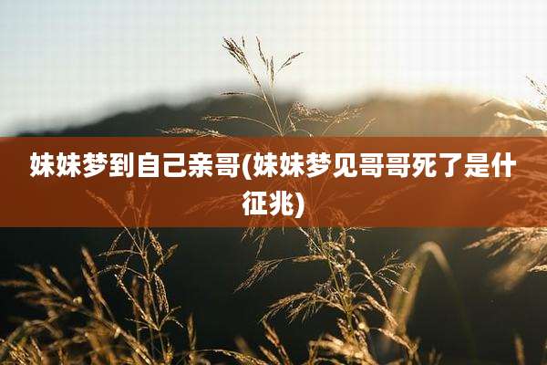 妹妹梦到自己亲哥(妹妹梦见哥哥死了是什征兆)