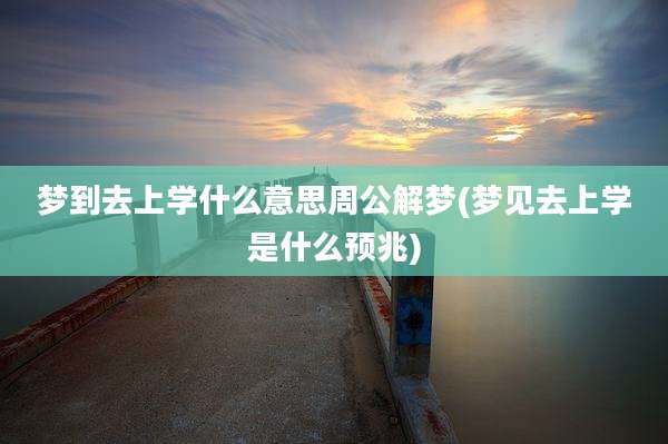 梦到去上学什么意思周公解梦(梦见去上学是什么预兆)