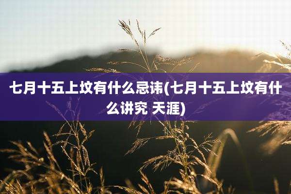 七月十五上坟有什么忌讳(七月十五上坟有什么讲究 天涯)