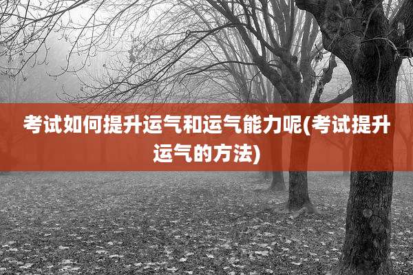 考试如何提升运气和运气能力呢(考试提升运气的方法)