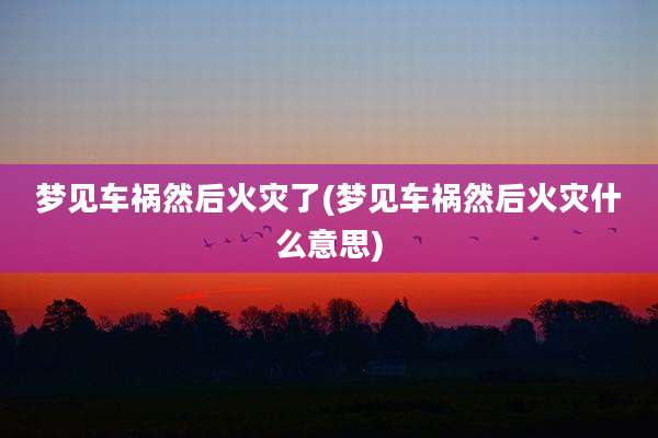 梦见车祸然后火灾了(梦见车祸然后火灾什么意思)