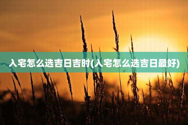 入宅怎么选吉日吉时(入宅怎么选吉日最好)