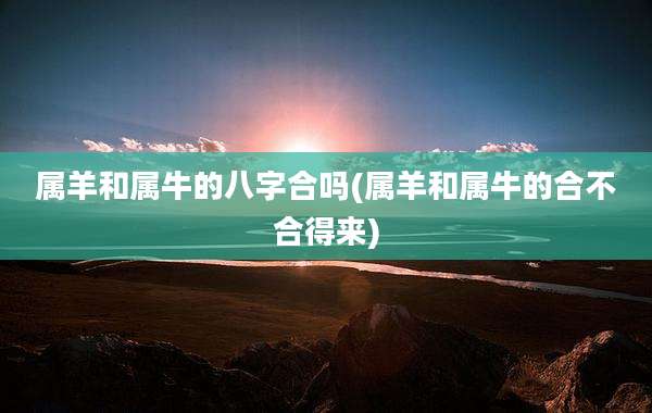 属羊和属牛的八字合吗(属羊和属牛的合不合得来)