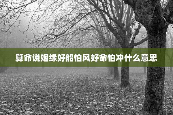 算命说姻缘好船怕风好命怕冲什么意思