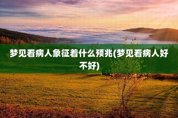 梦见看病人象征着什么预兆(梦见看病人好不好)