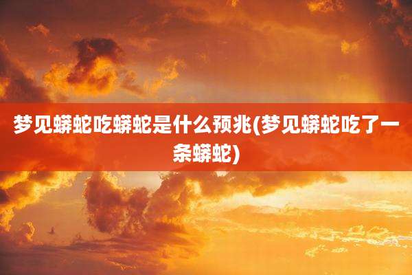 梦见蟒蛇吃蟒蛇是什么预兆(梦见蟒蛇吃了一条蟒蛇)