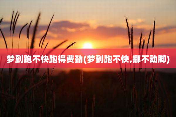 梦到跑不快跑得费劲(梦到跑不快,挪不动脚)