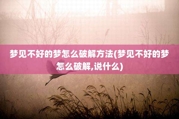 梦见不好的梦怎么破解方法(梦见不好的梦怎么破解,说什么)