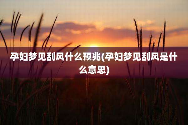孕妇梦见刮风什么预兆(孕妇梦见刮风是什么意思)