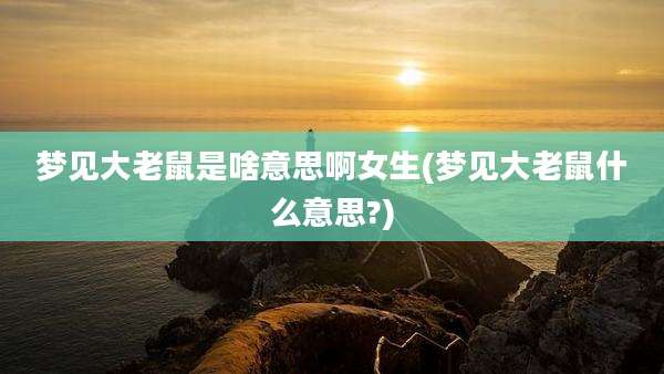 梦见大老鼠是啥意思啊女生(梦见大老鼠什么意思?)