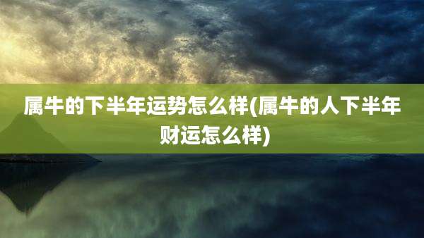 属牛的下半年运势怎么样(属牛的人下半年 财运怎么样)