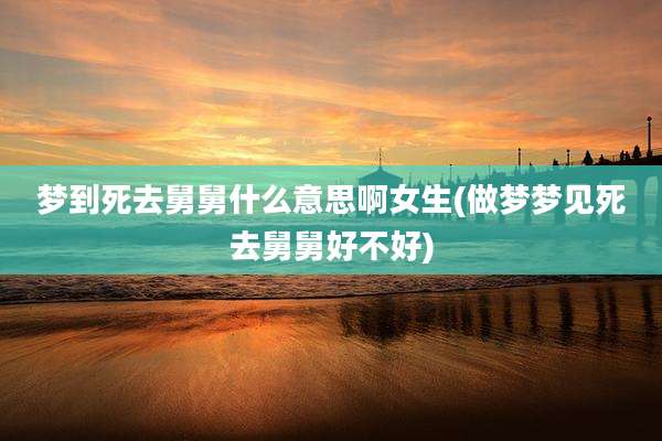 梦到死去舅舅什么意思啊女生(做梦梦见死去舅舅好不好)