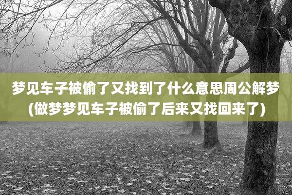 梦见车子被偷了又找到了什么意思周公解梦(做梦梦见车子被偷了后来又找回来了)